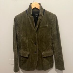 J CREW CORDUROY BLAZER SIZE 4 IN OLIVE GREEN